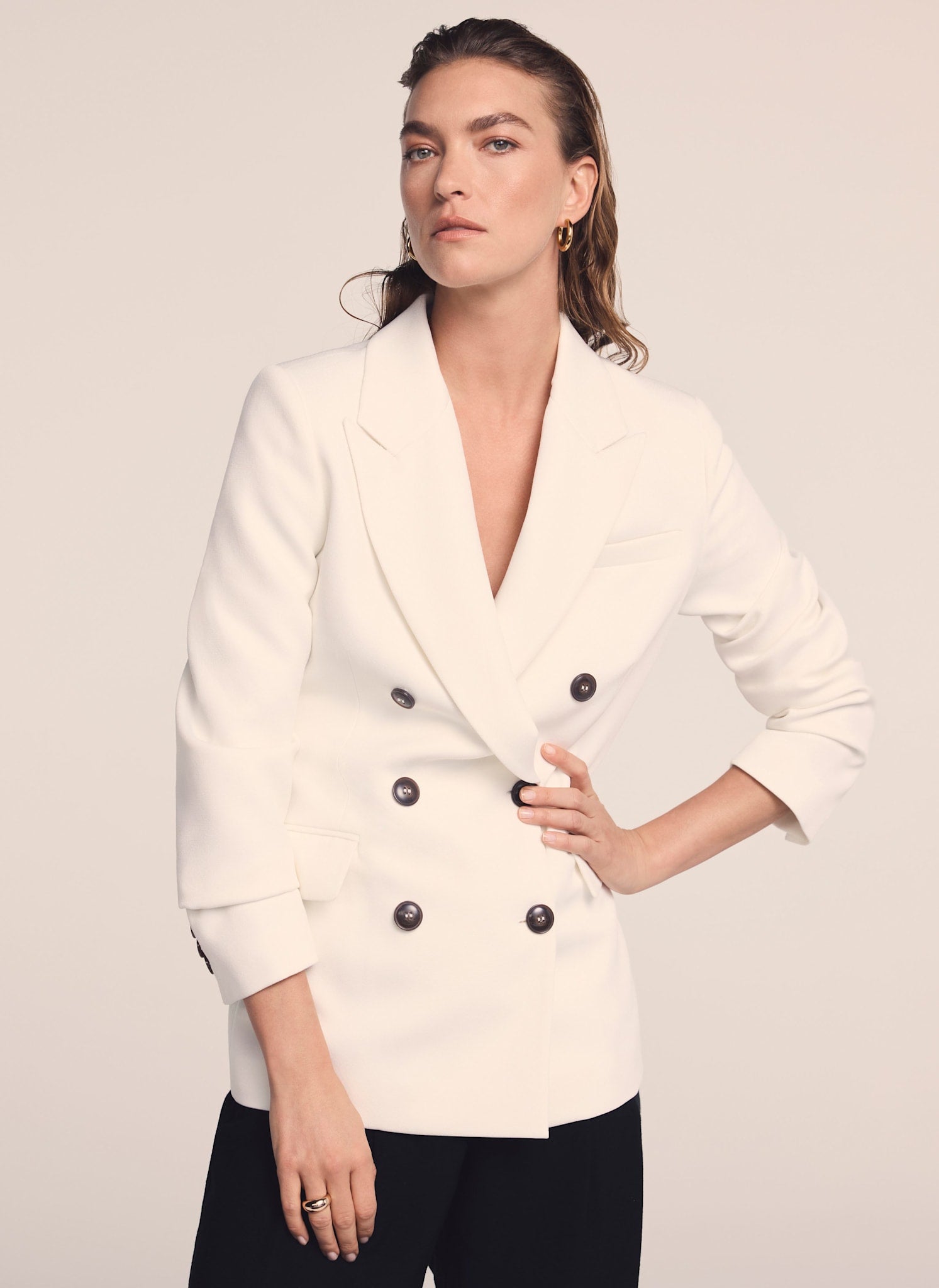 Cream Double Breasted Blazer