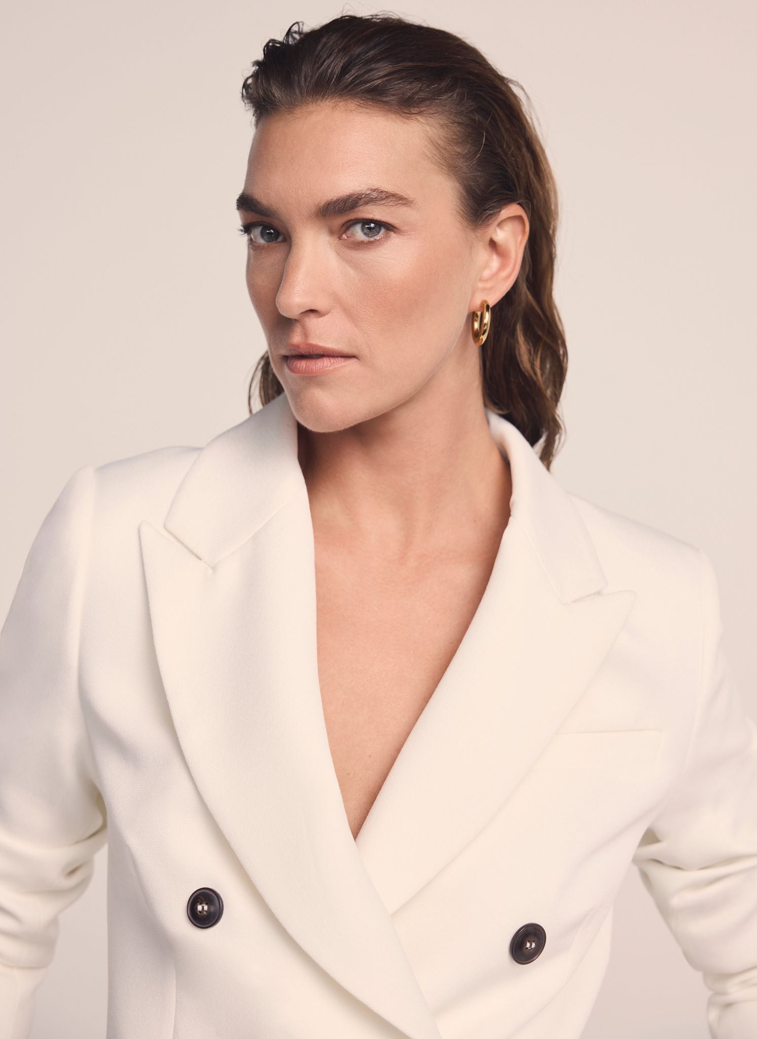 Cream Double Breasted Blazer