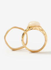 Gold Tone Hammered Ring Set