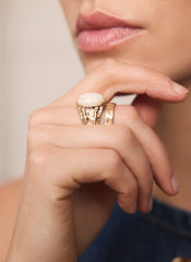 Gold Tone Hammered Ring Set