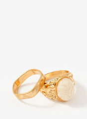 Gold Tone Hammered Ring Set