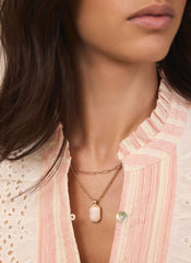 Gold Tone Resin Layered Necklace