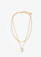 Gold Tone Resin Layered Necklace