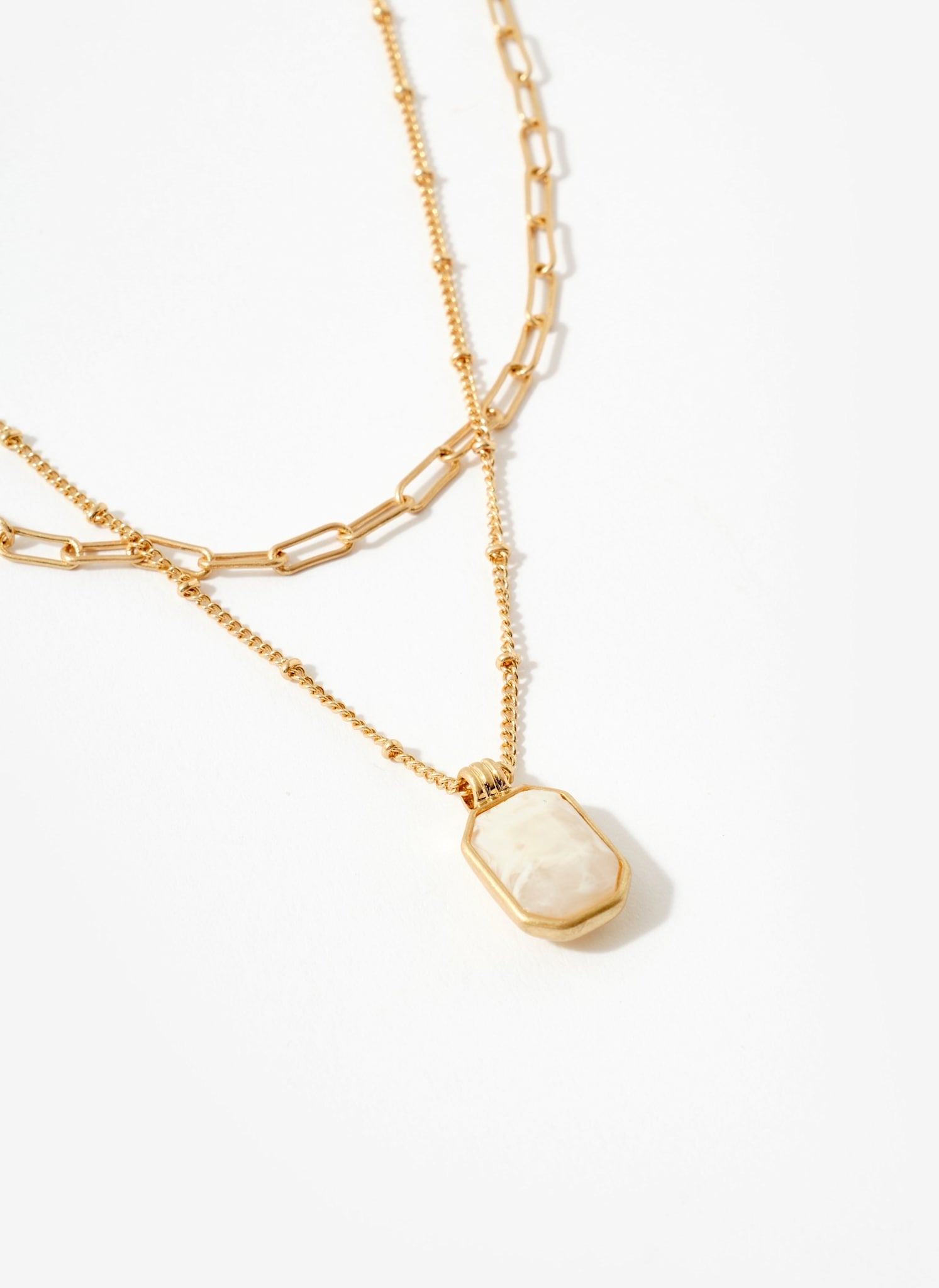 Gold Tone Resin Layered Necklace