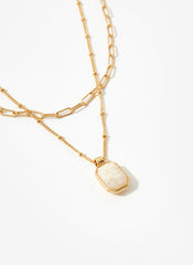 Gold Tone Resin Layered Necklace