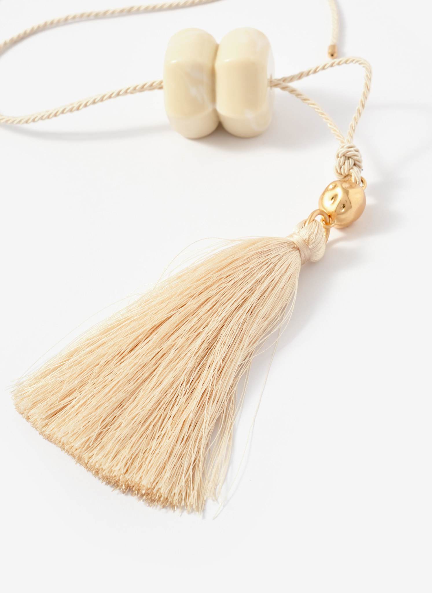 Cream Resin Tassel Pendant Necklace