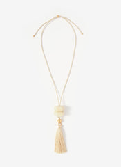 Cream Resin Tassel Pendant Necklace