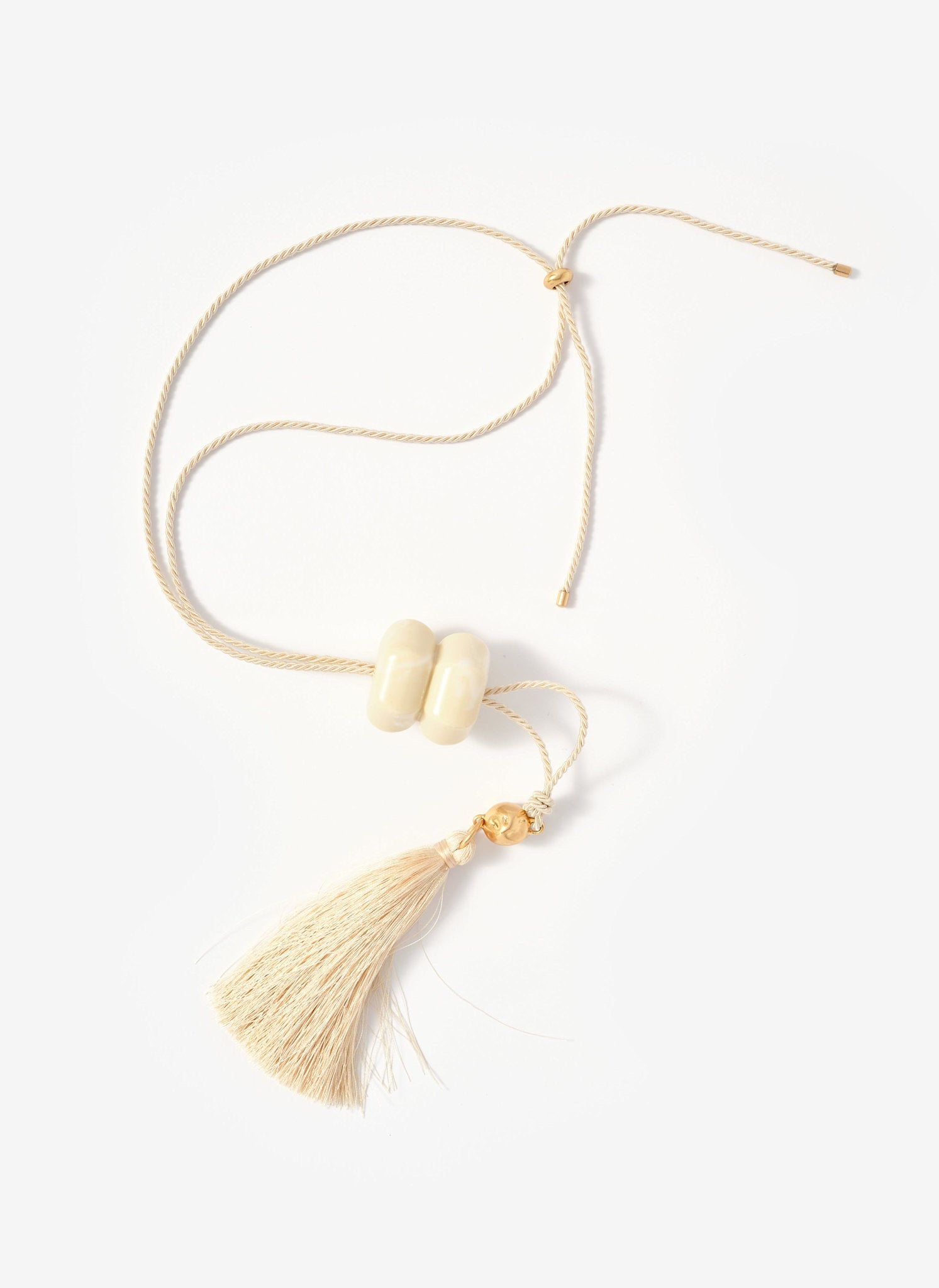 Cream Resin Tassel Pendant Necklace
