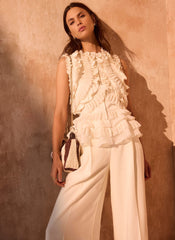 Cream Ruffle Detail Top