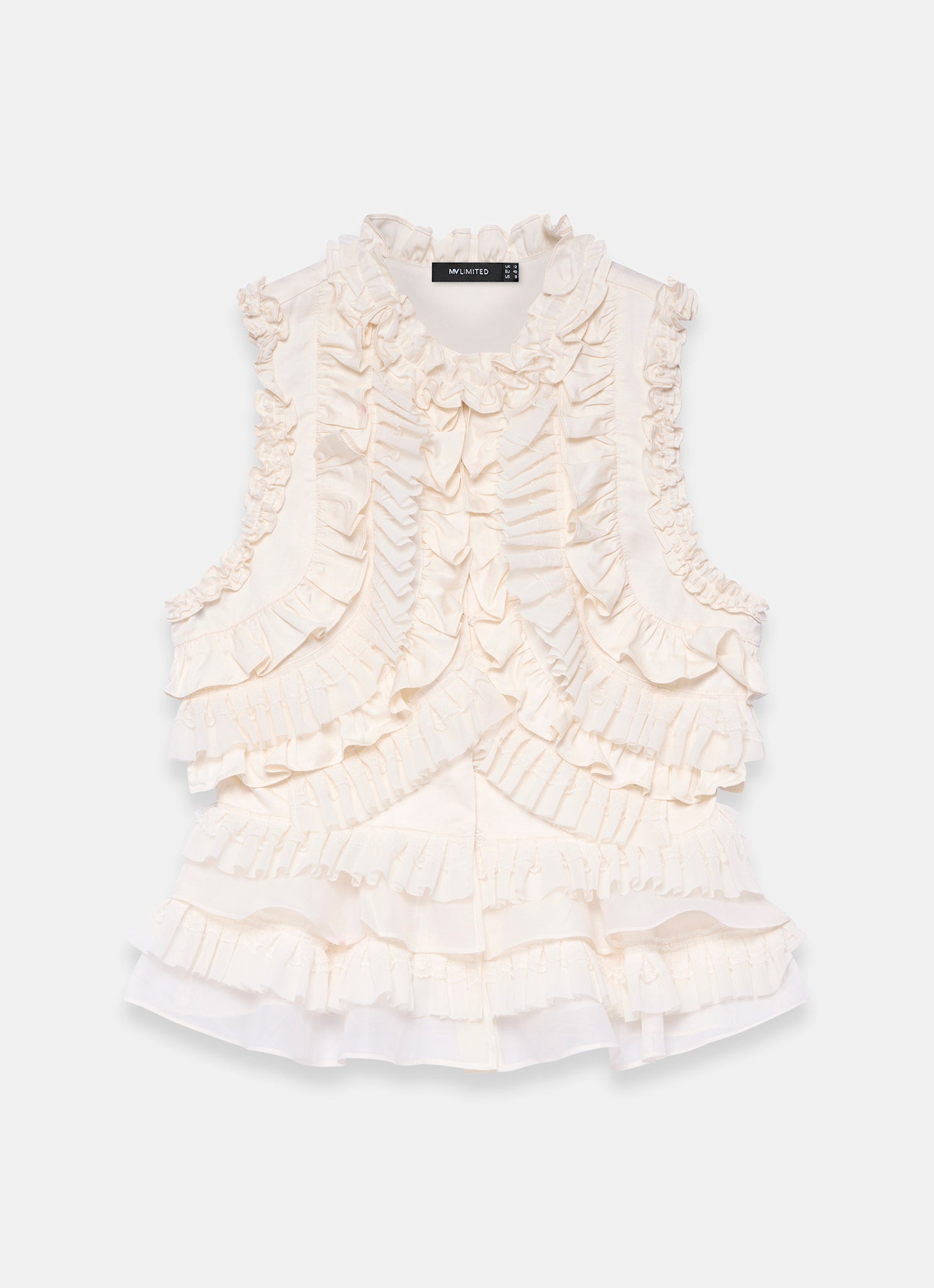 Cream Ruffle Detail Top