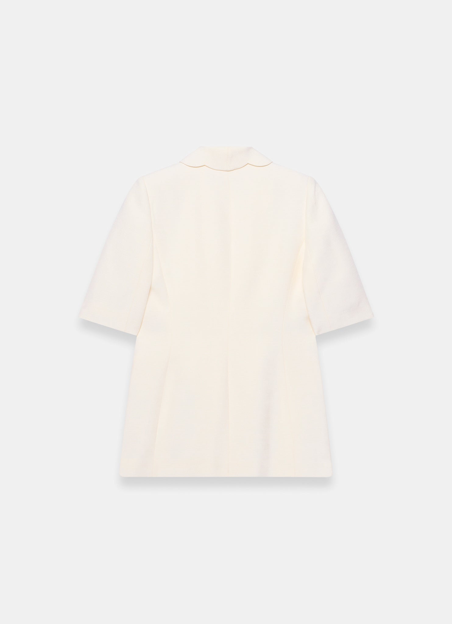 Cream Scallop Front Short Sleeve Blazer