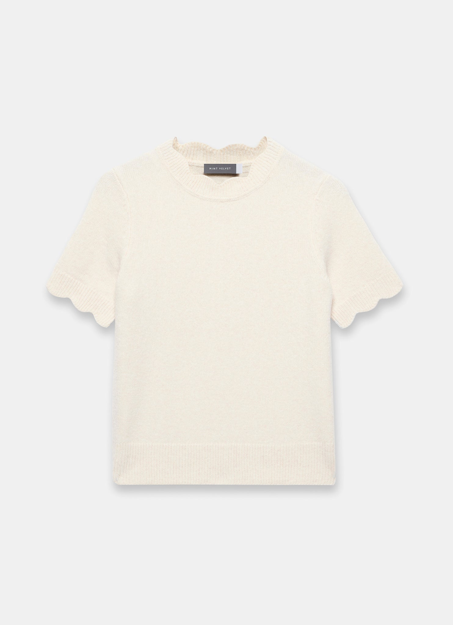 Cream Scallop Knit Top