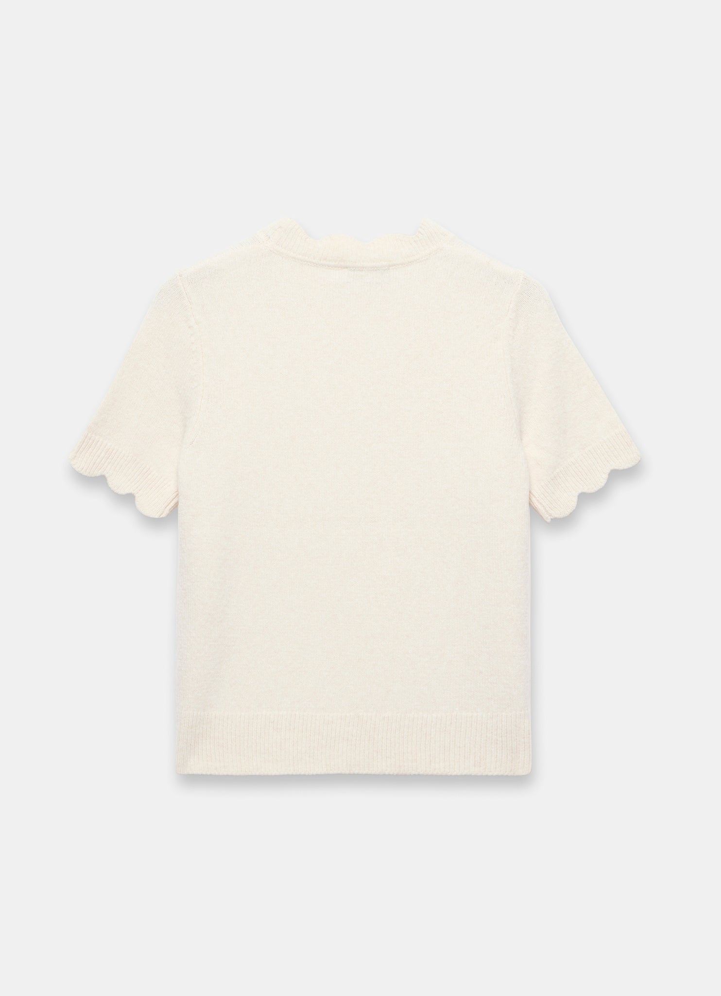 Cream Scallop Knit Top