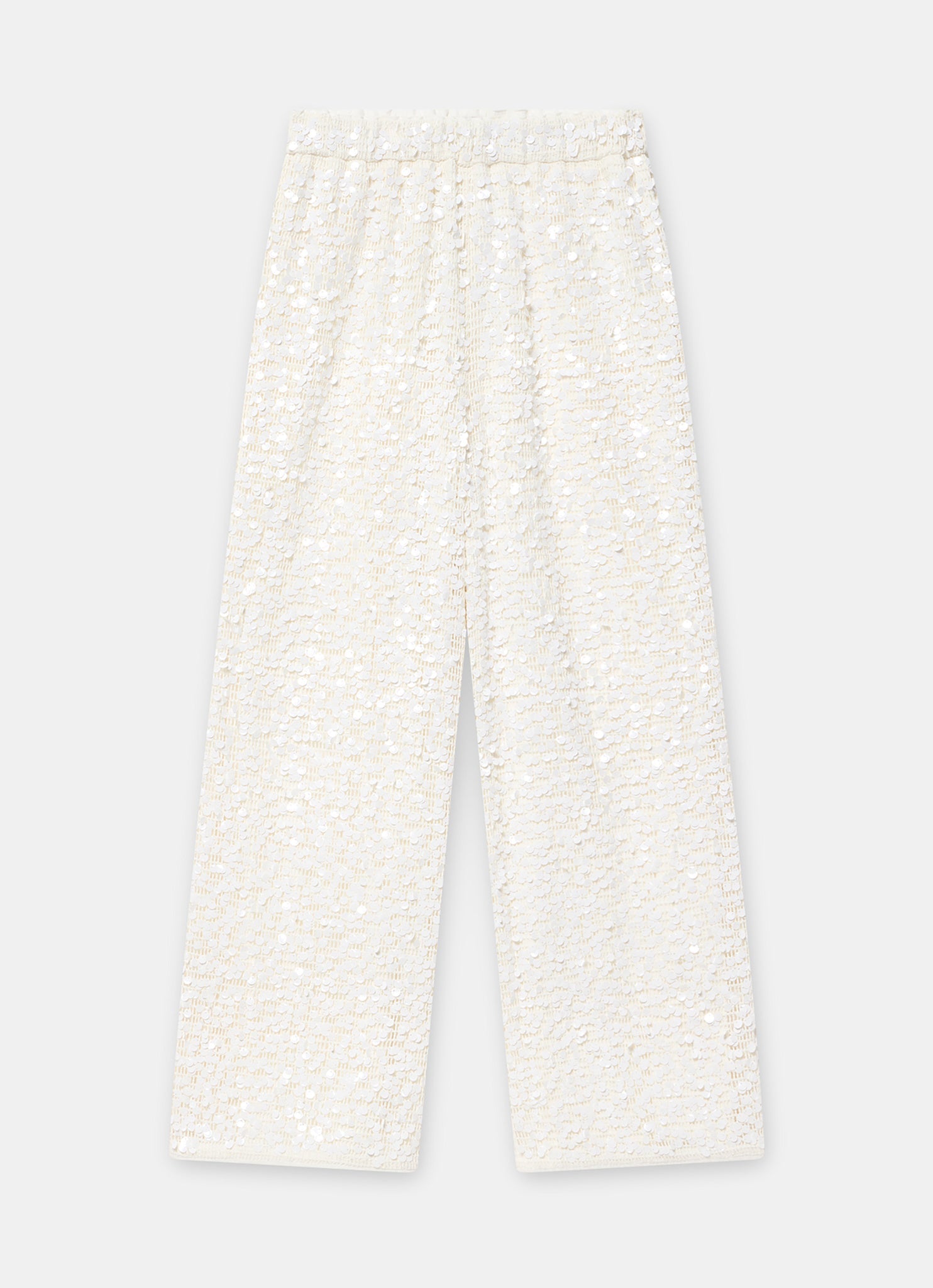 White Sequin Wide Beach Trousers
