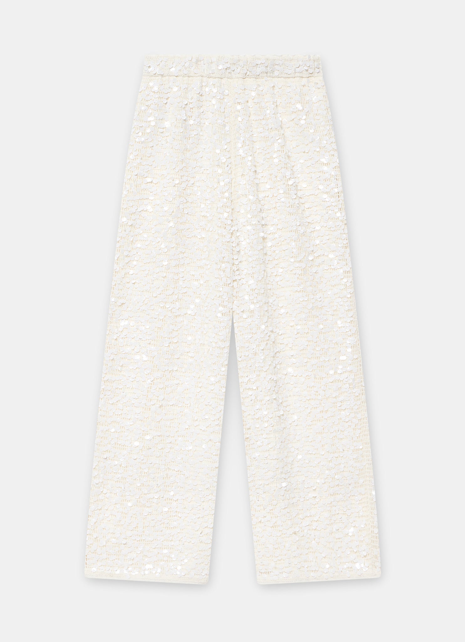 White Sequin Wide Beach Trousers
