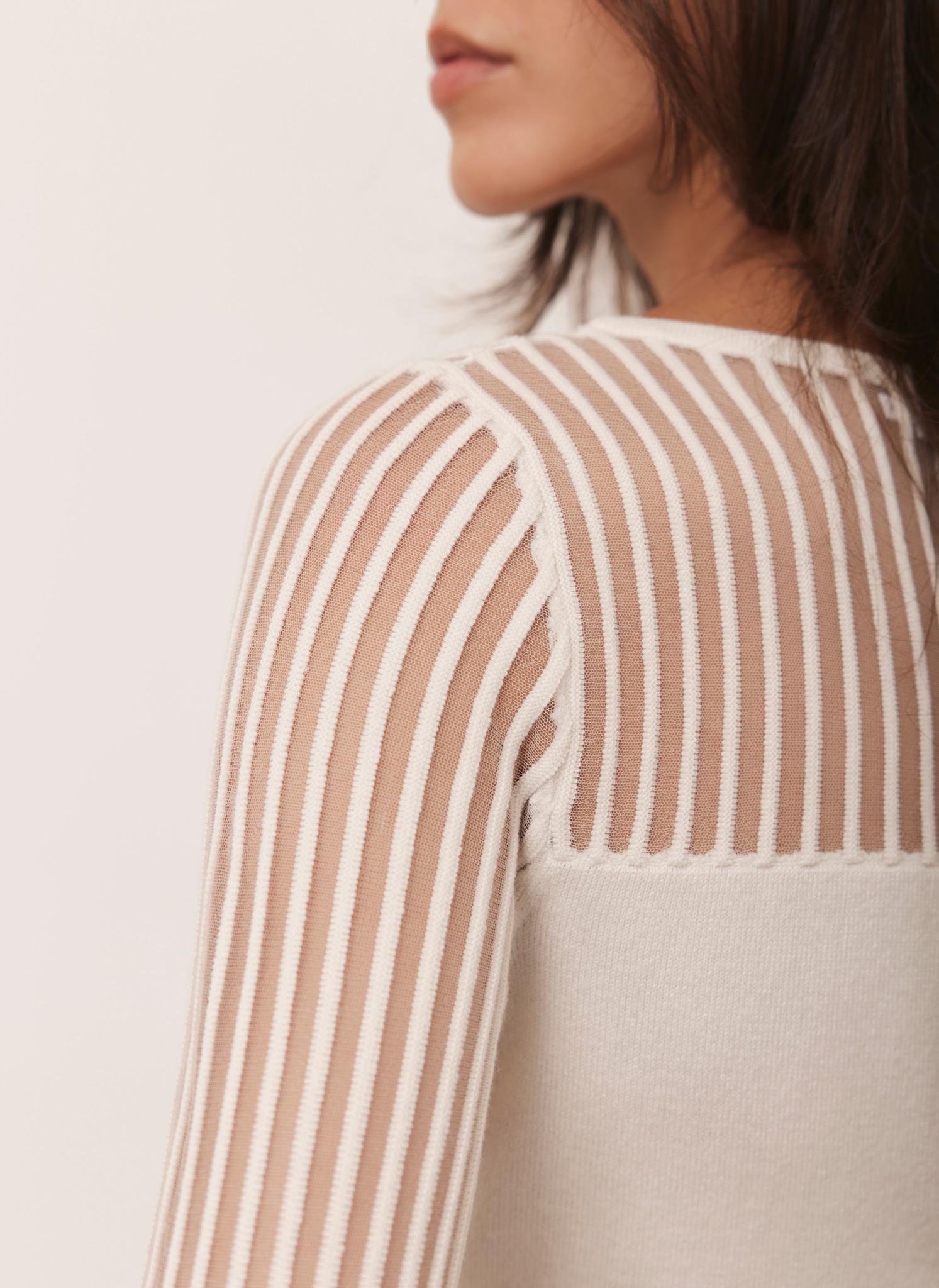 Cream Sheer Knit Top