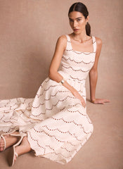 Cream Spot Print Maxi Dress