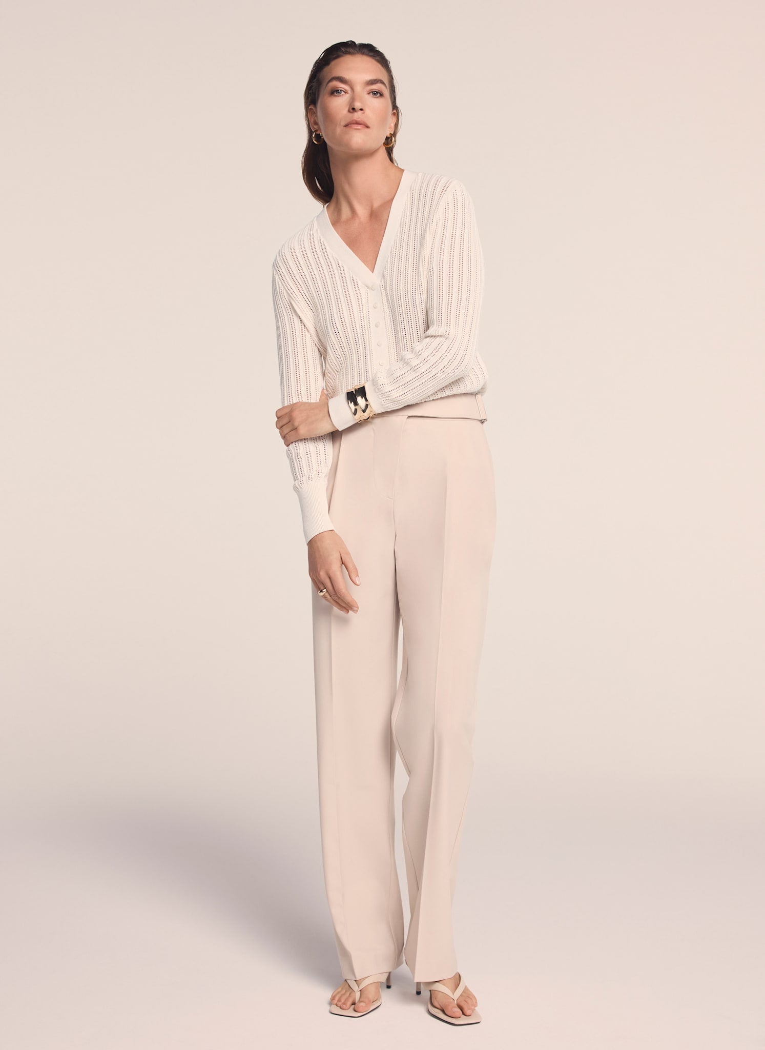 Cream Open Knit Top