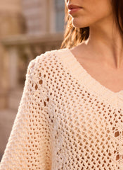 Cream Cotton Blend Knit Top
