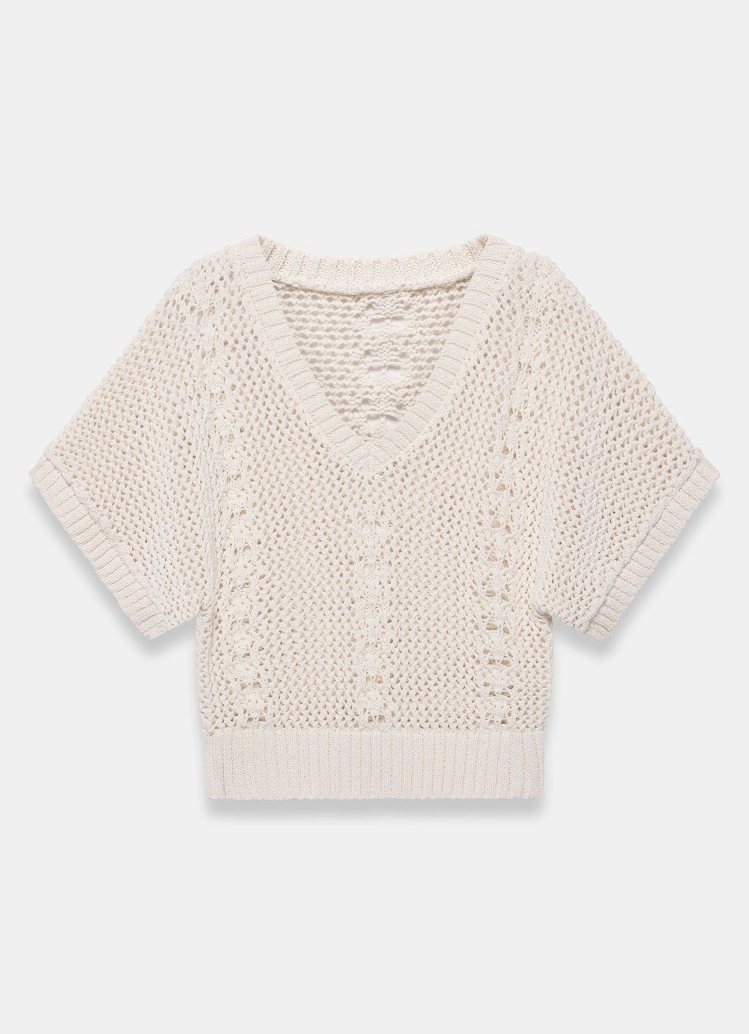 Cream Cotton Blend Knit Top