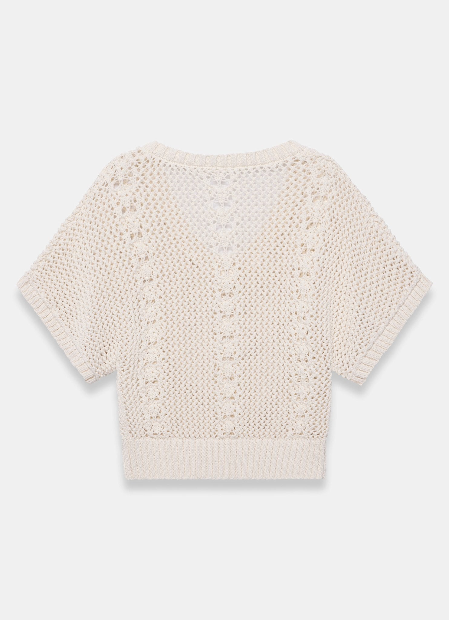 Cream Cotton Blend Knit Top