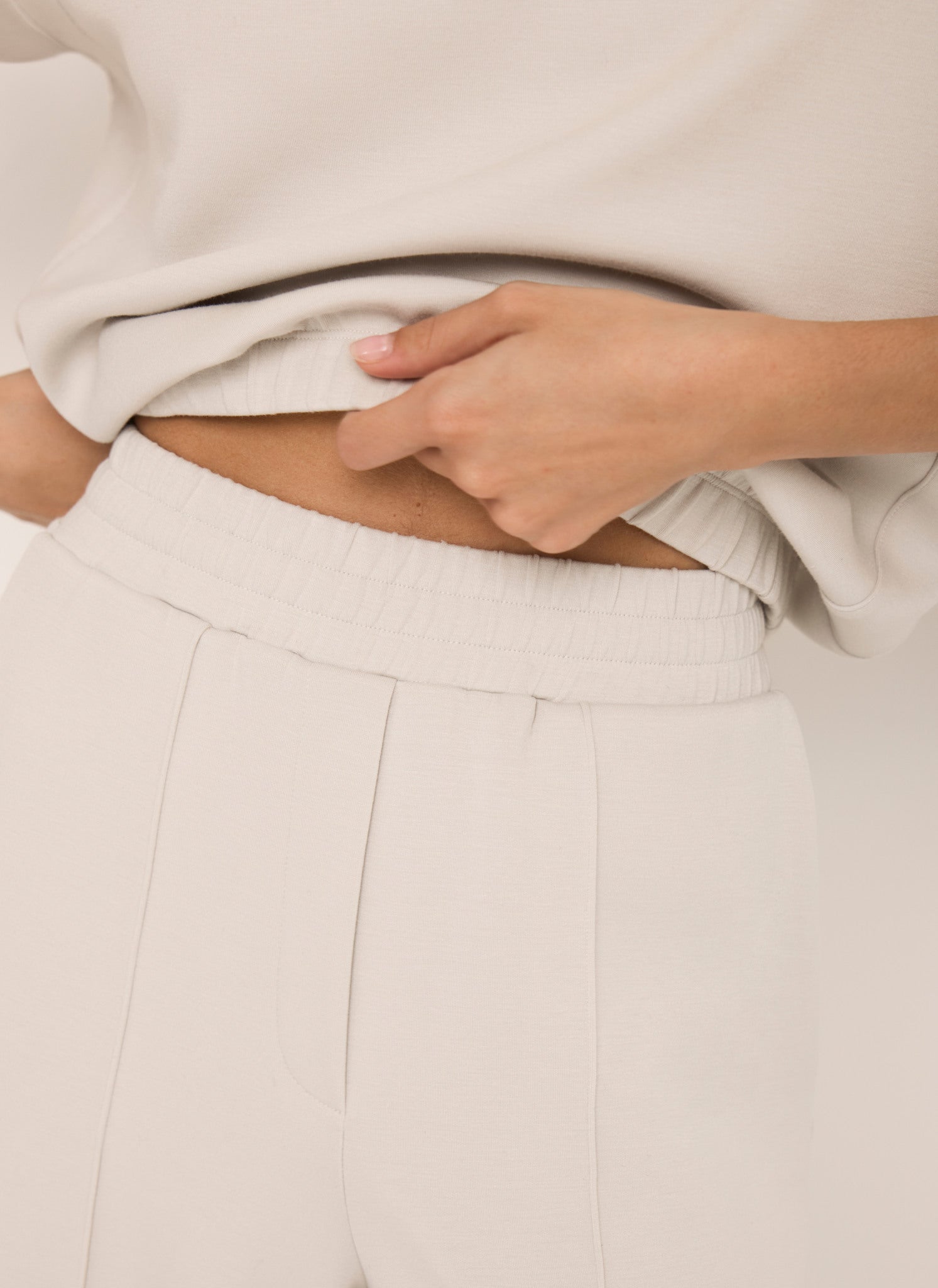 Cream Jersey Pintuck Super Soft Joggers