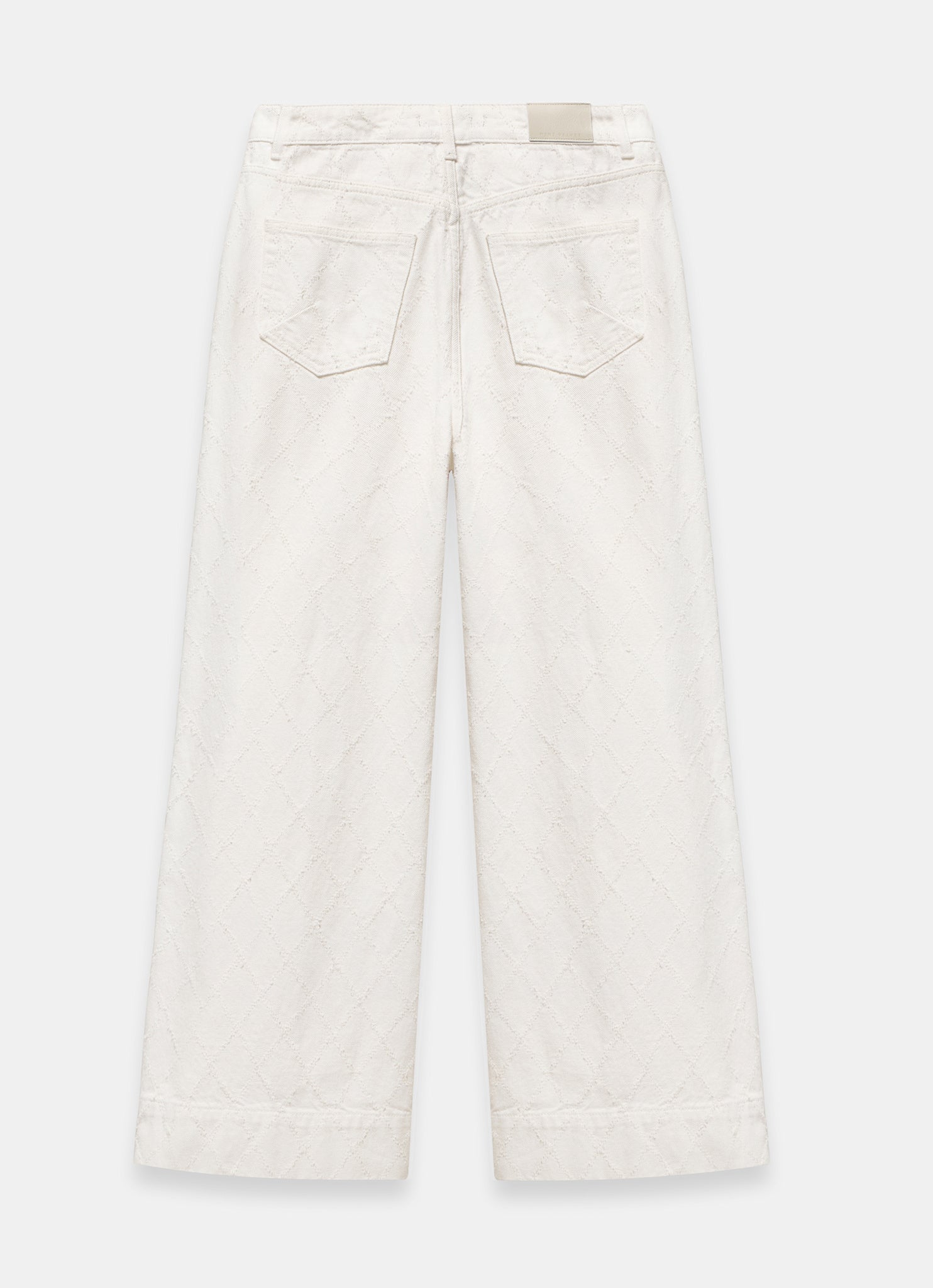 Cream Diamond Textured Wide Jeans