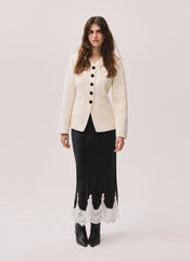 Cream Wool Blend Sculpted Jacket