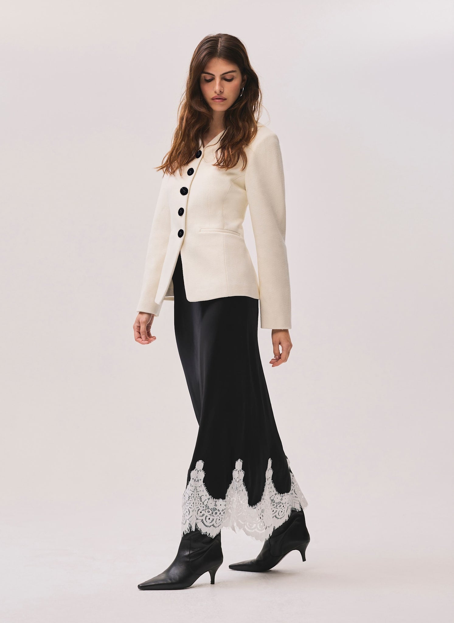 Cream Wool Blend Sculpted Jacket