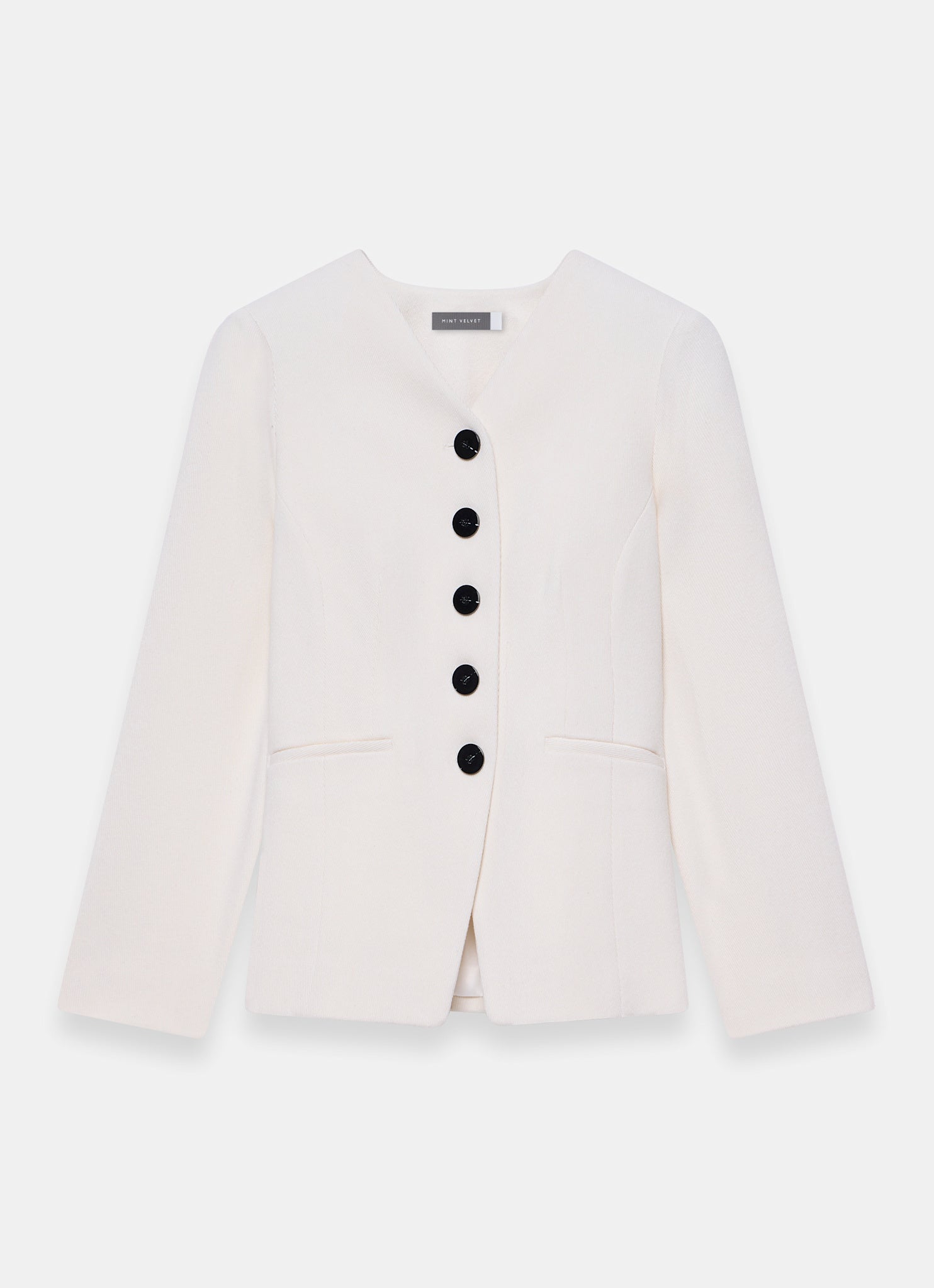 Cream Wool Blend Sculpted Jacket