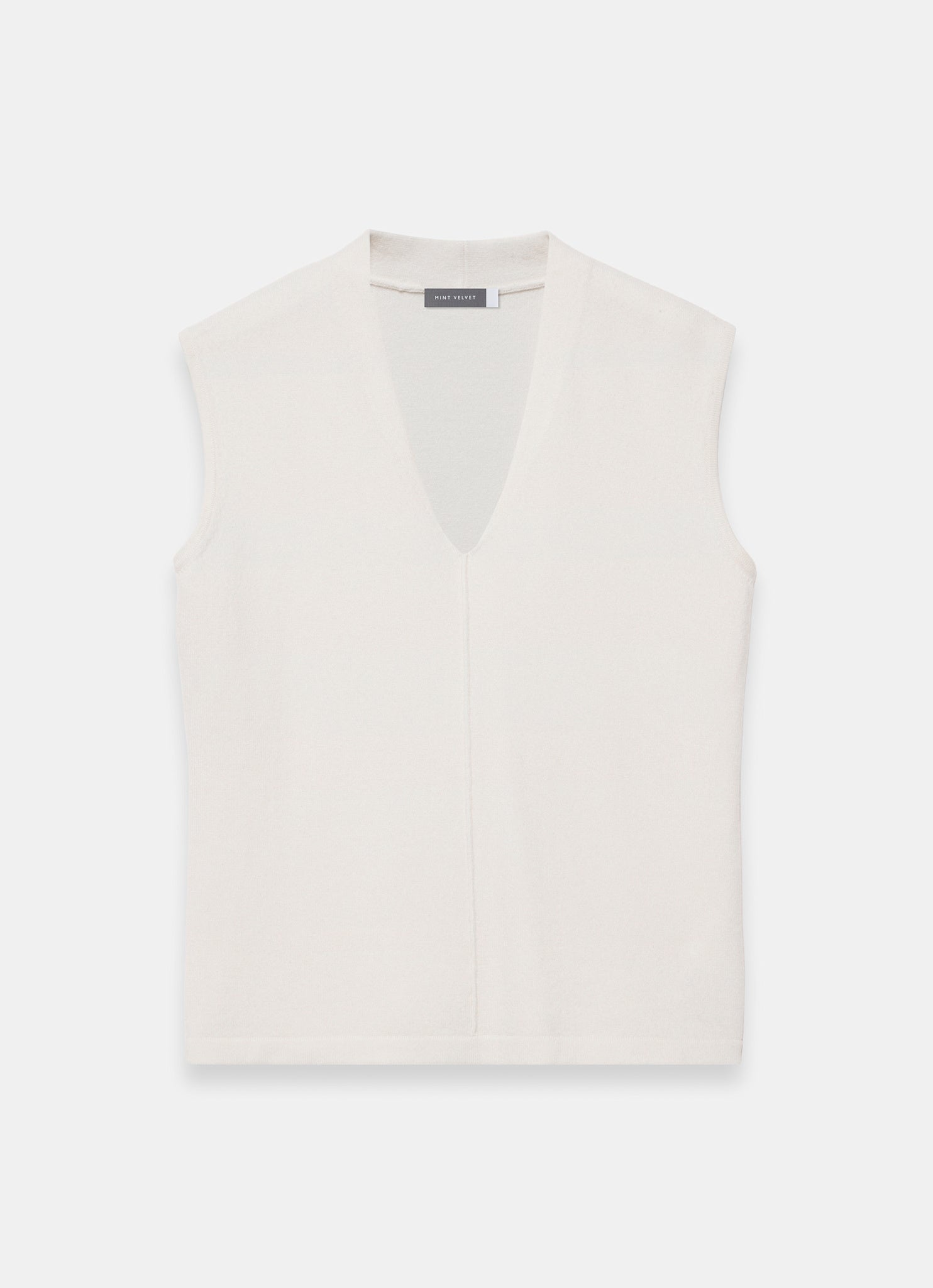 Cream Wool Blend Sleeveless Knit Top