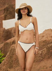 Cream Whipstitch Waffle Bikini Bottoms