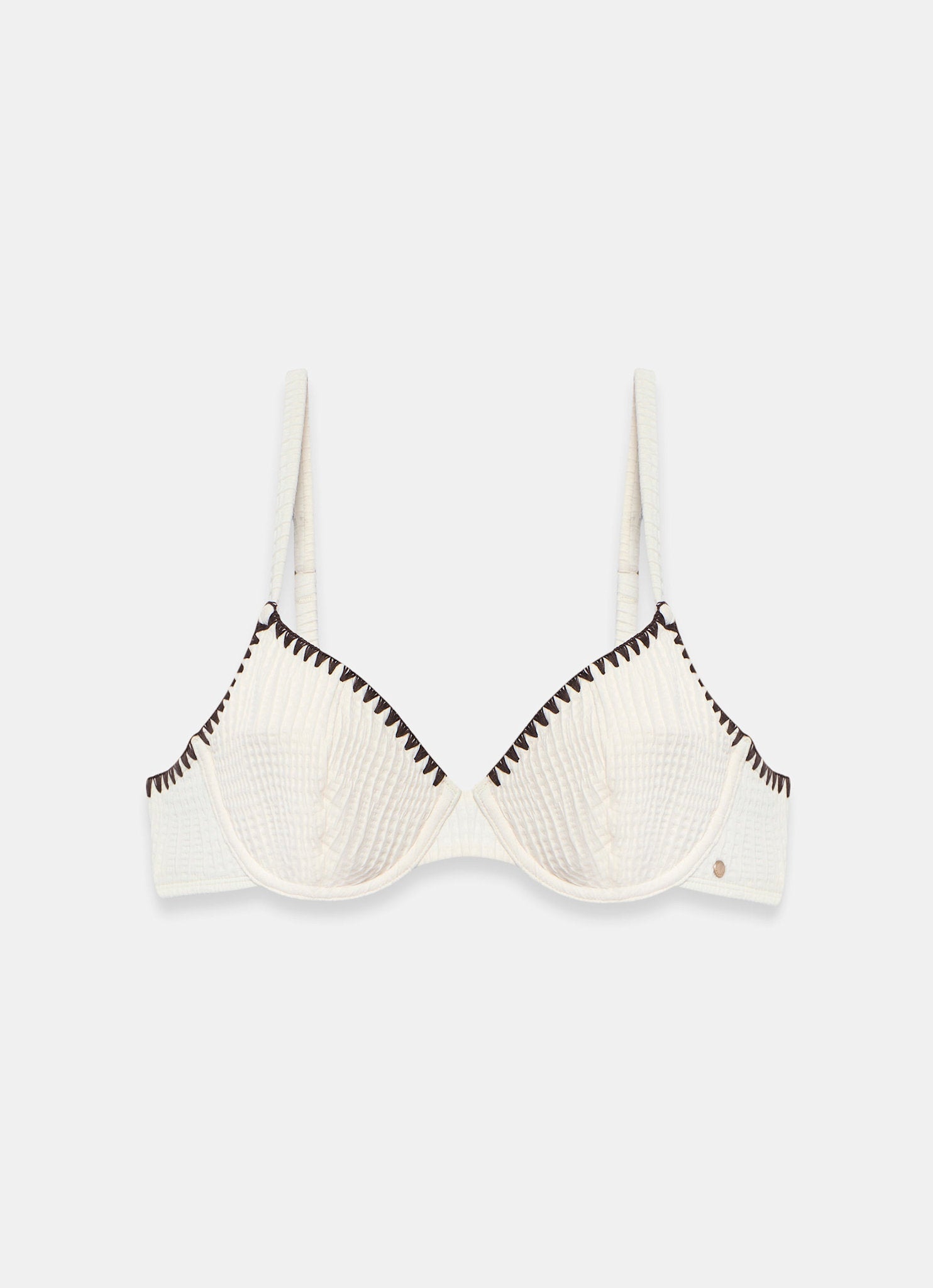 Cream Whipstitch Waffle Bikini Top