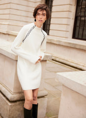 Cream Whipstitch Knitted Mini Dress
