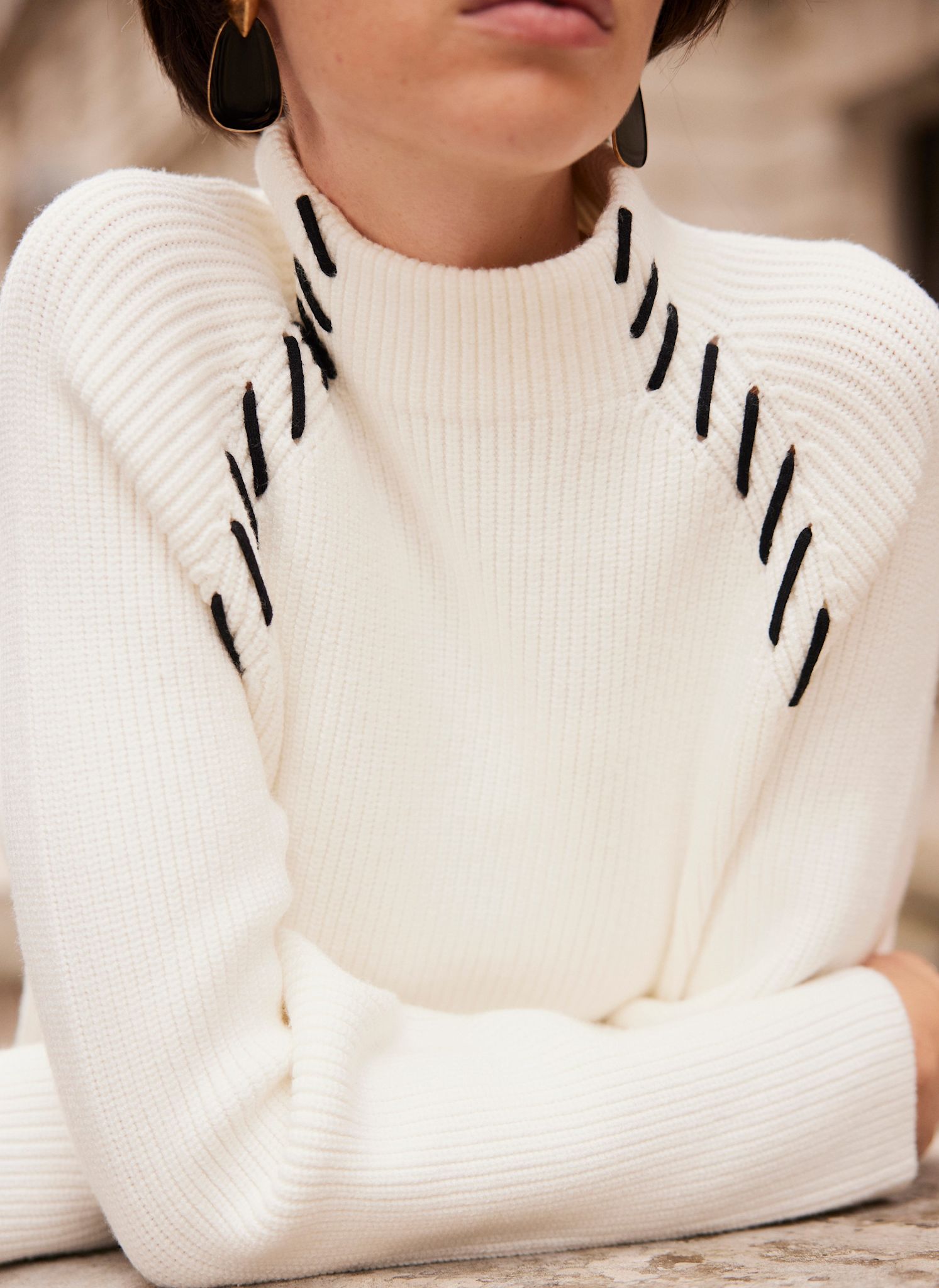 Cream Whipstitch Knitted Mini Dress