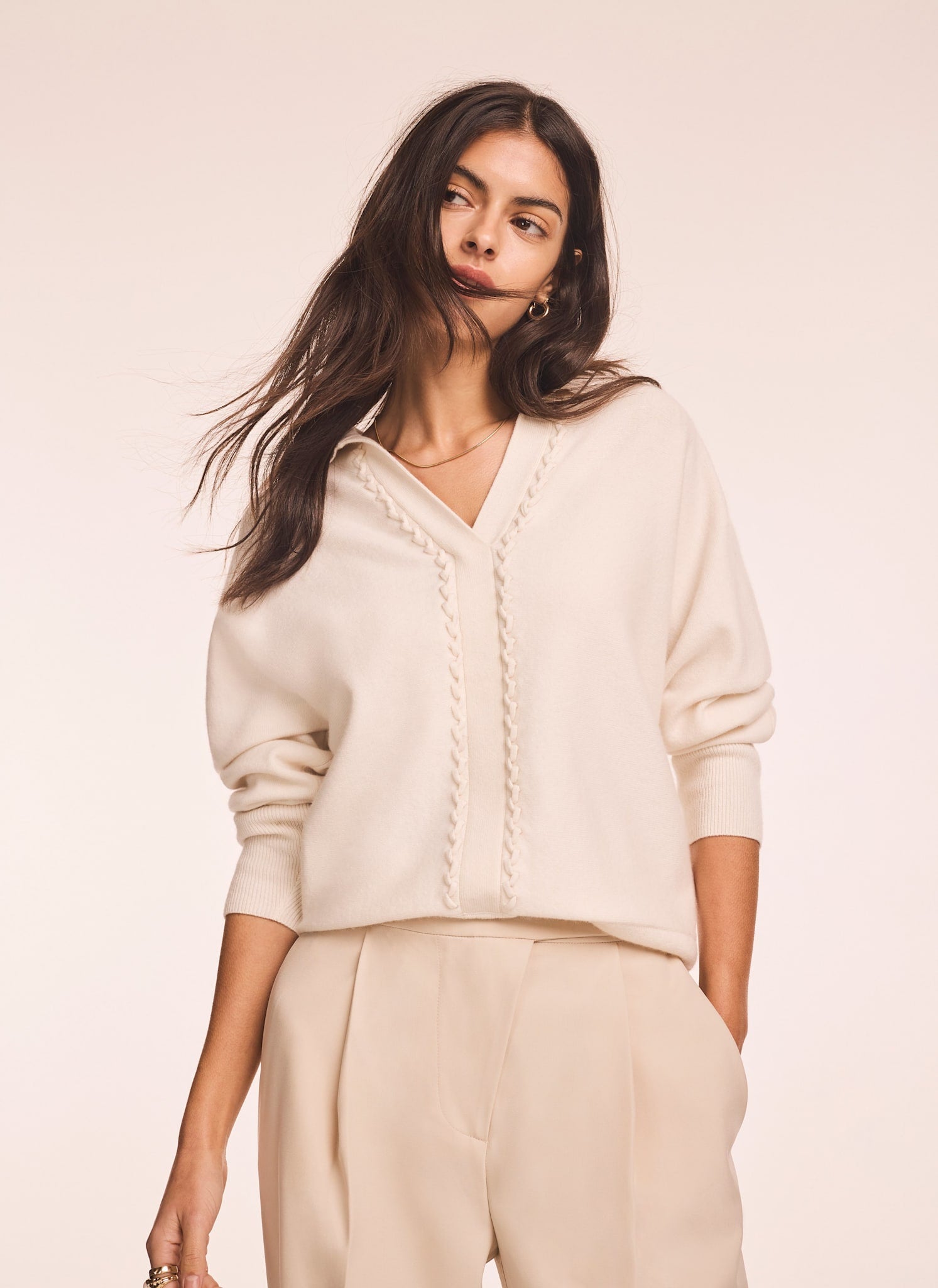 Cream Wool Blend Knit Jumper