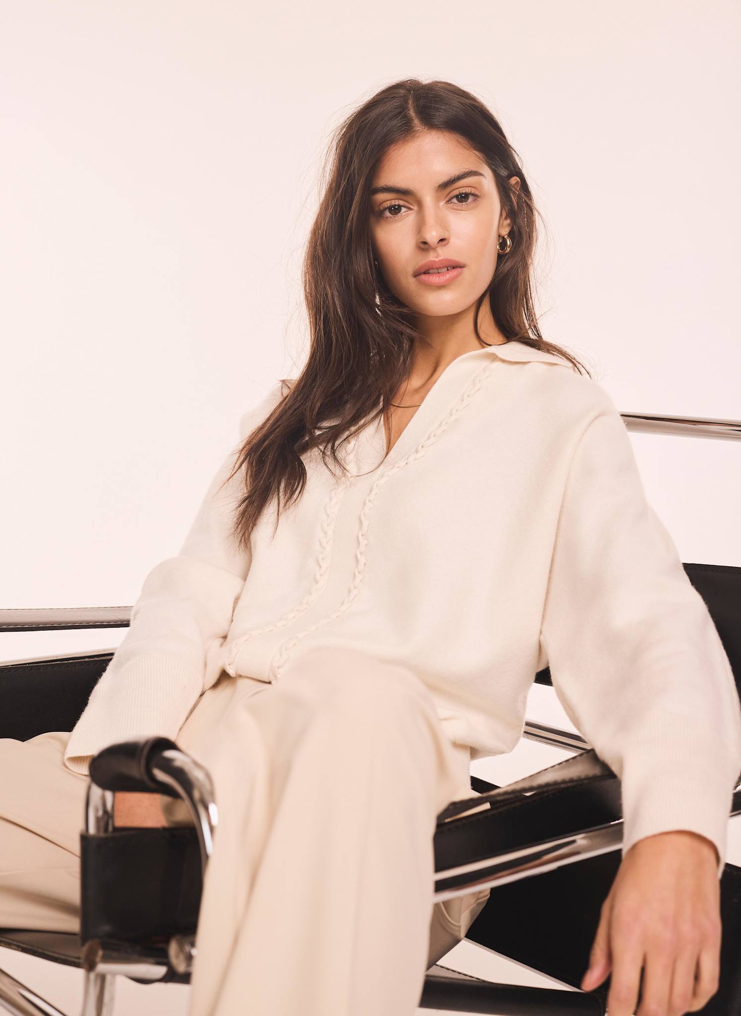 Cream Wool Blend Knit Jumper