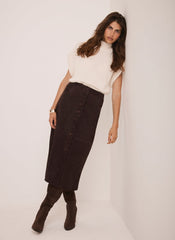 Cream Wool Blend High Neck Knit Top