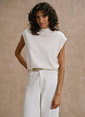 Cream Wool Blend Knit Top