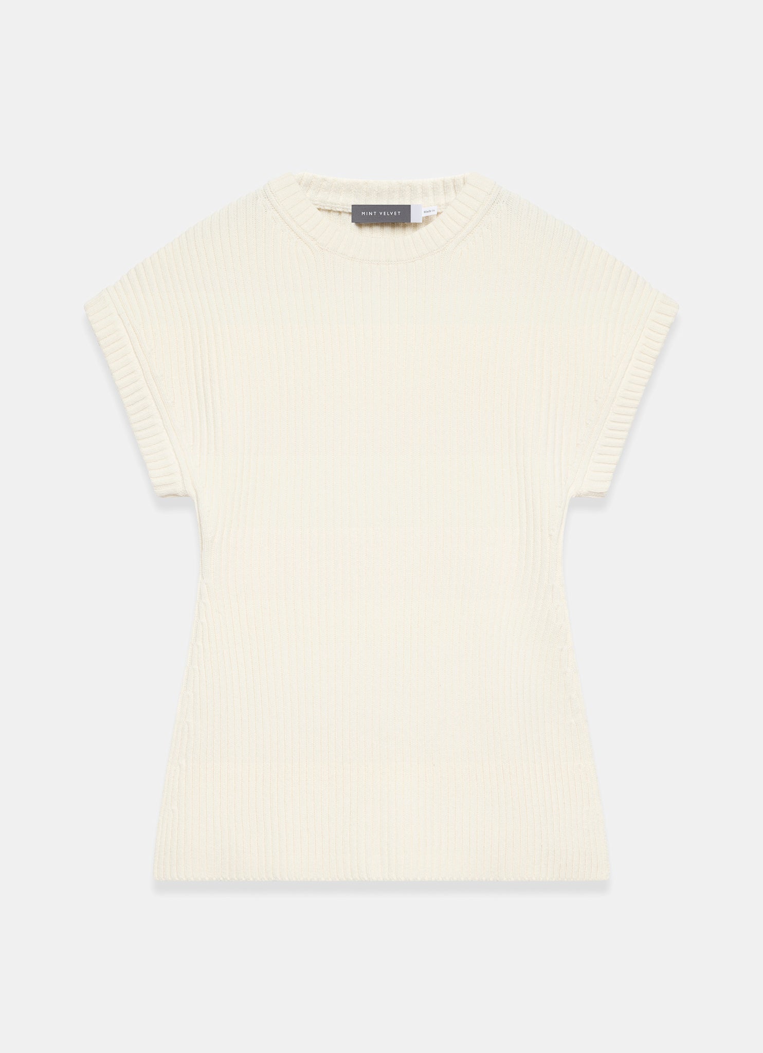 Cream Wool Blend Longline Knit Top