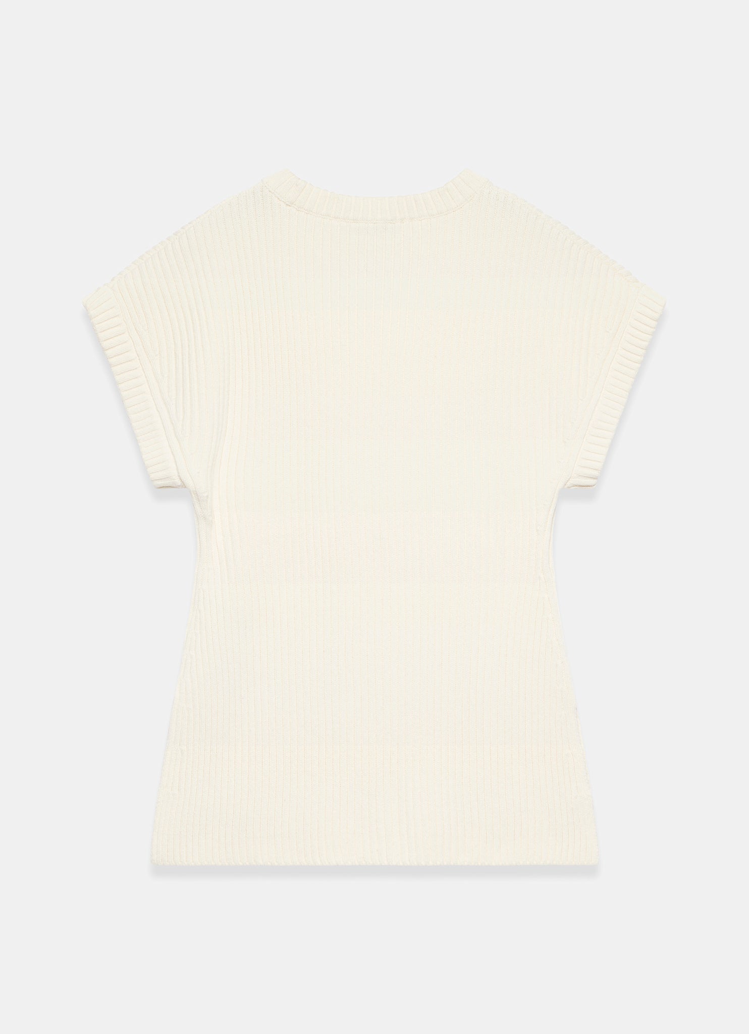 Cream Wool Blend Longline Knit Top