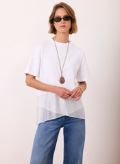 Cream Cotton Sheer Wrap T-Shirt