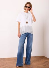 Cream Cotton Sheer Wrap T-Shirt