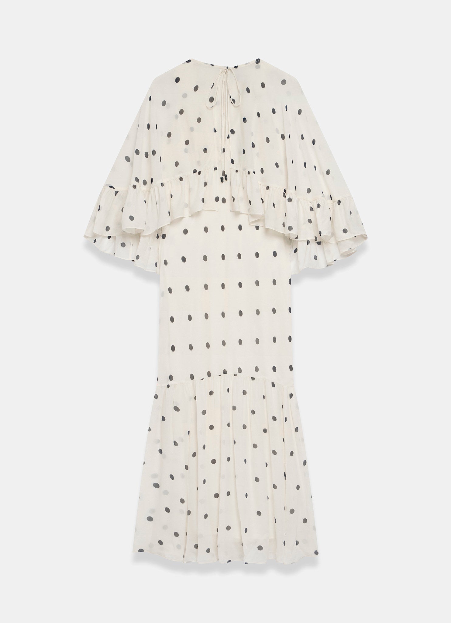Cream Polka Dot Print Cape Maxi Dress