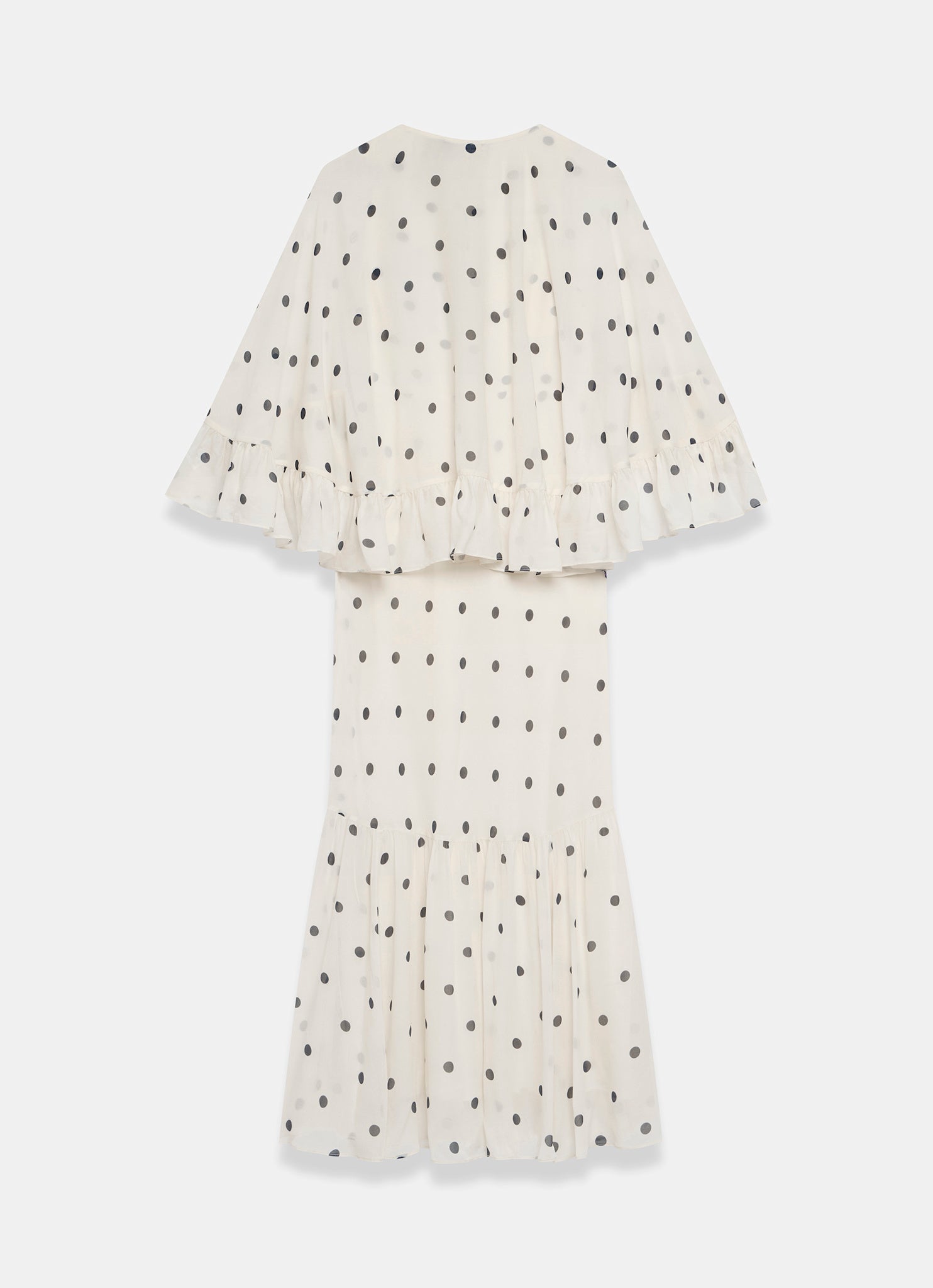 Cream Polka Dot Print Cape Maxi Dress