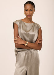 Gold Metallic Satin Top