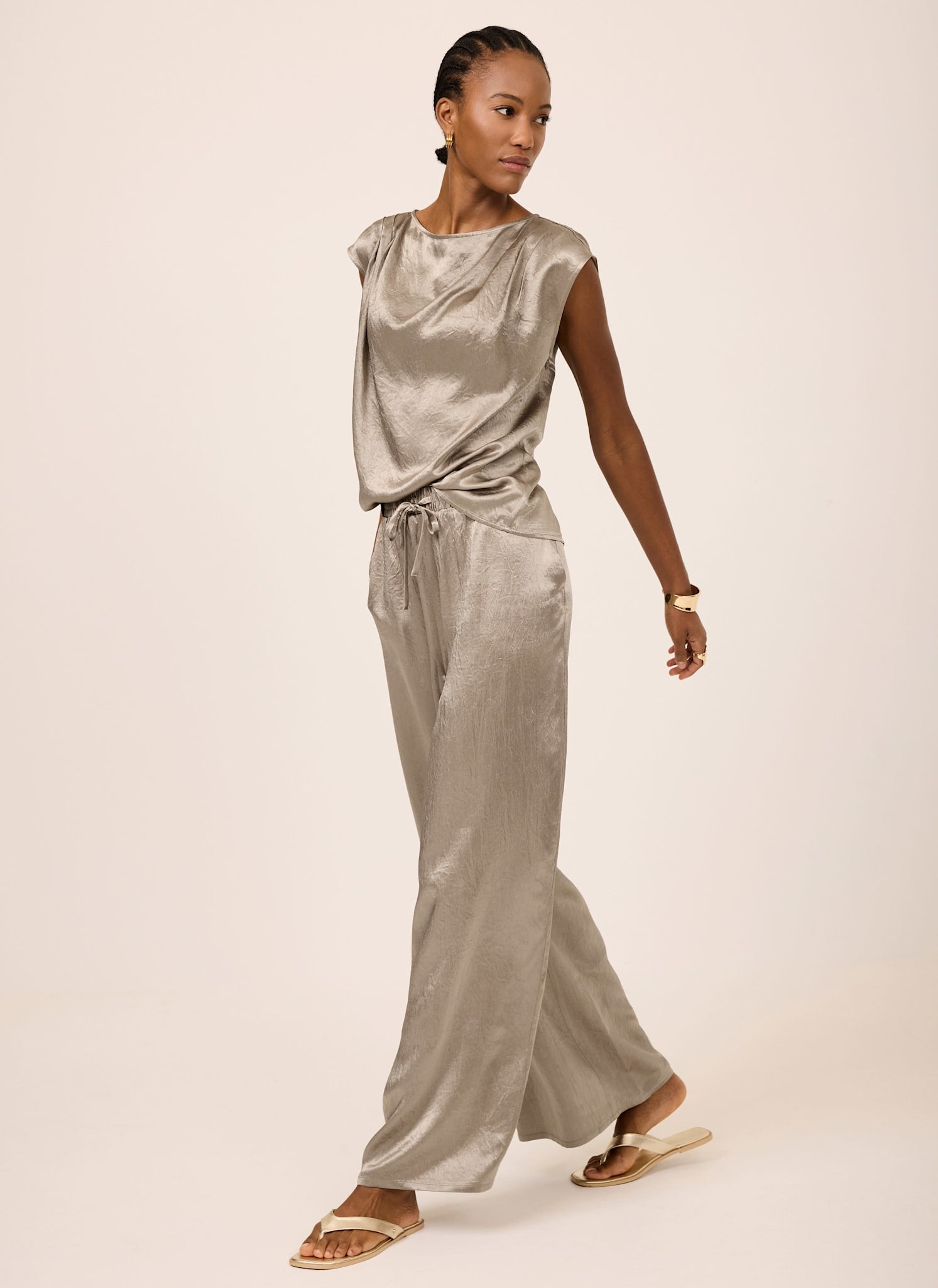 Gold Metallic Satin Top
