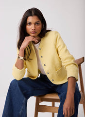 Yellow Boucle Cotton Blend Jacket