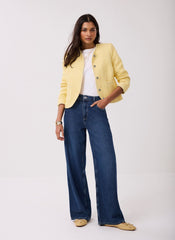 Yellow Boucle Cotton Blend Jacket