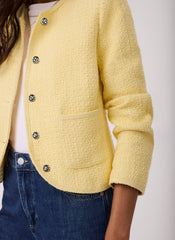 Yellow Boucle Cotton Blend Jacket